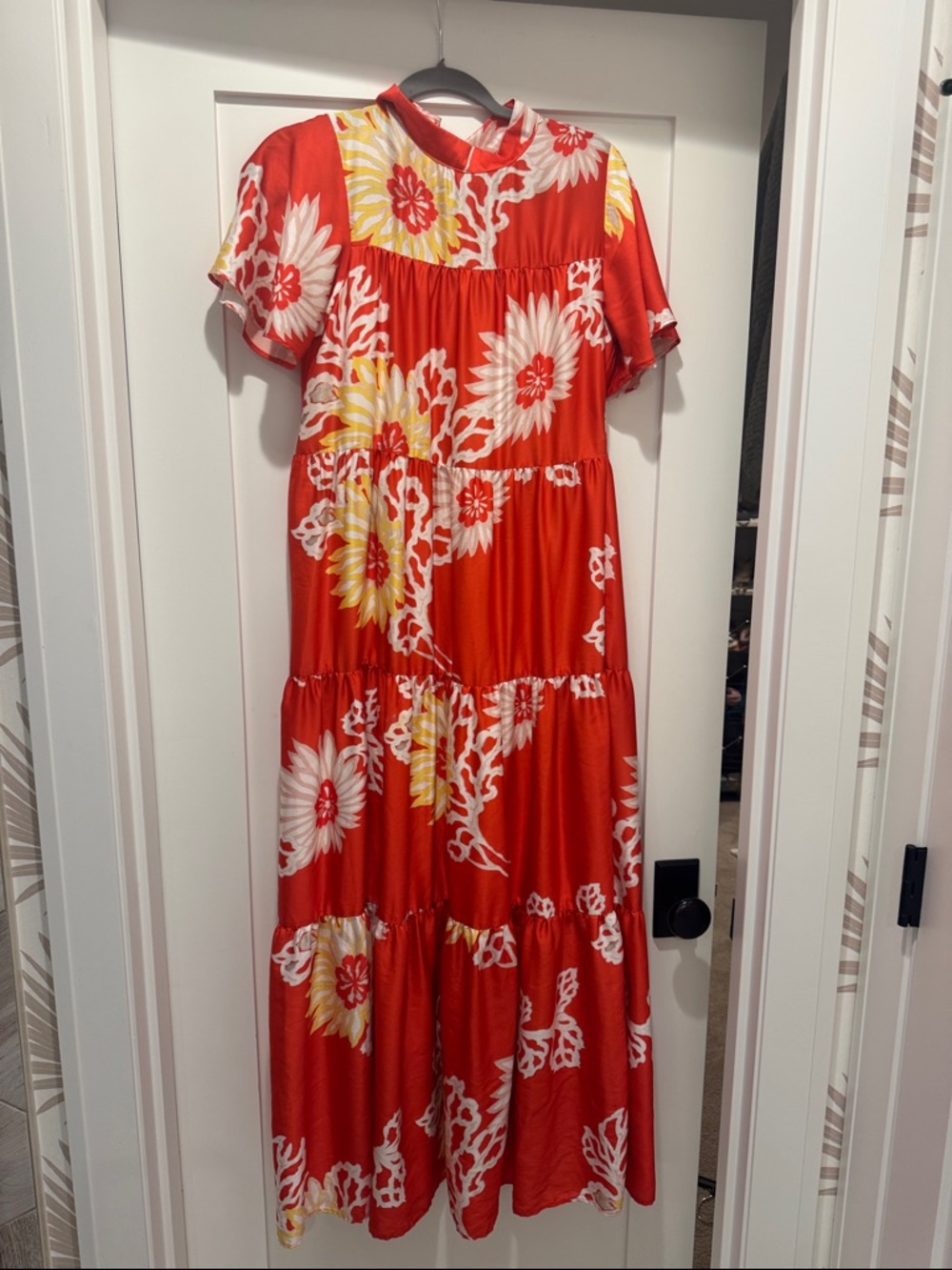 Corey Lynn Calter Red Floral Tiered Maxi Dress